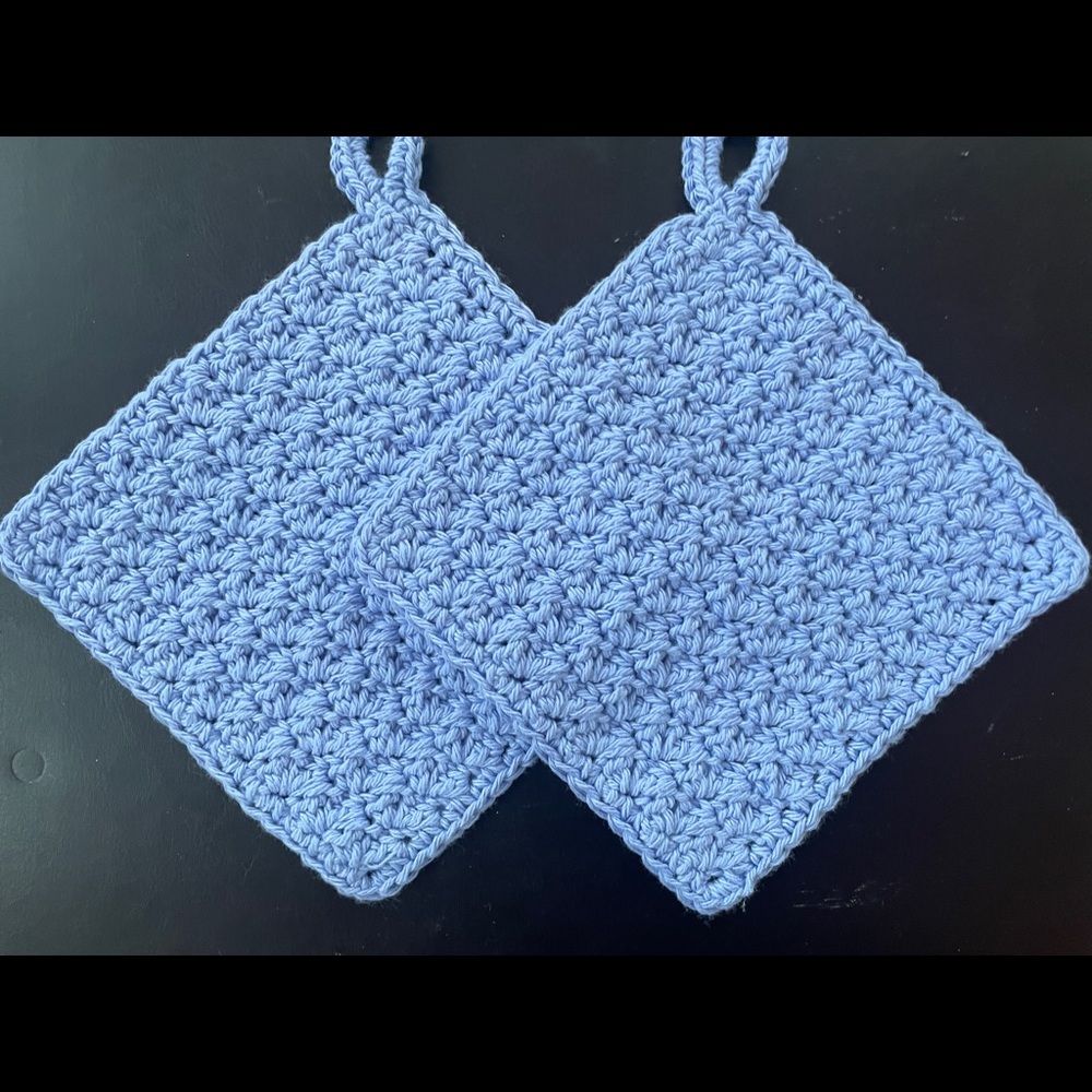 2 Handmade Crochet Washcloths Dishcloths with Hang Loop 100% Cotton PICK COLOR! - Picture 9 of 16